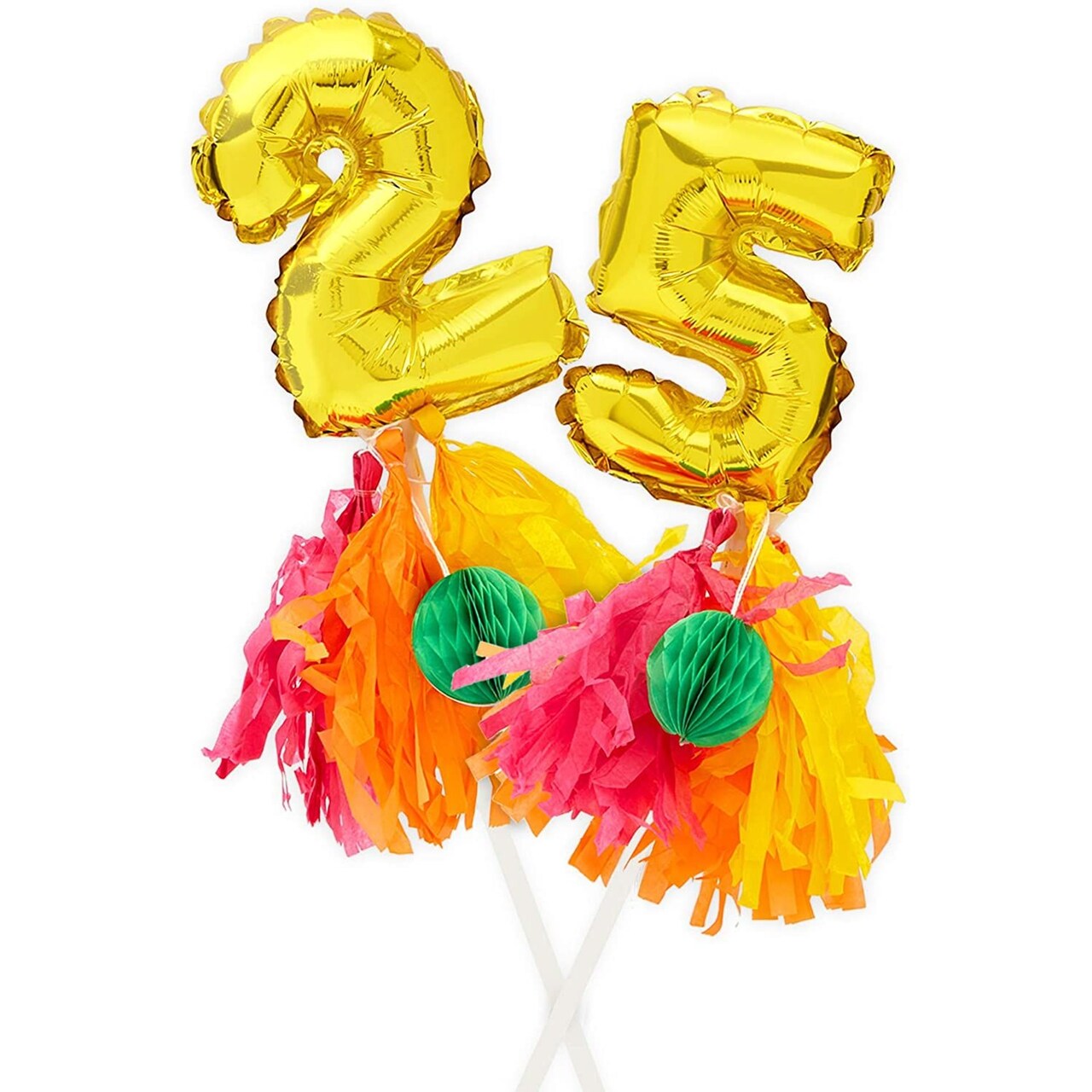 Gold Cake Topper Number Balloons, Number 25 Balloon (7.5 In)